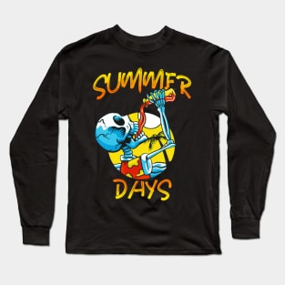 Skeleton drunk summer Long Sleeve T-Shirt